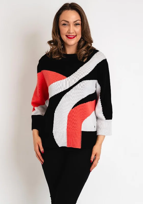 Monari Colour Block Knit Sweater, Black Nylon Fabric Polyester Fabric Spandex Fabric Monari Colour Block Knit Sweater, Black Nylon Fabric Polyester Fabric Spandex Fabric