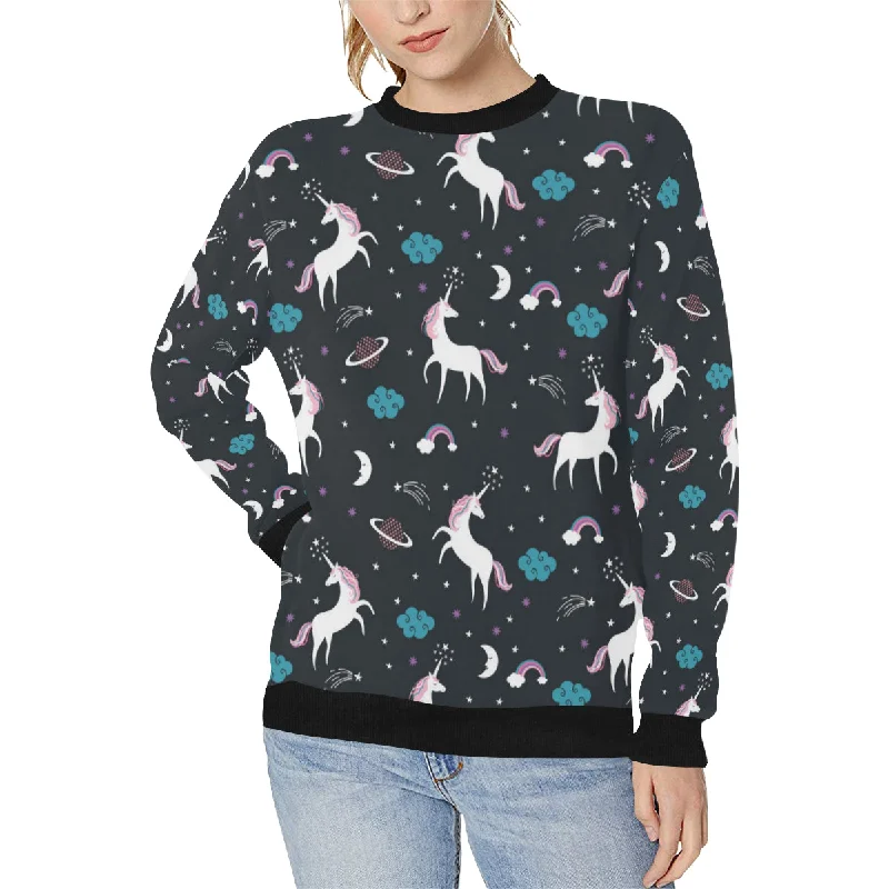 unicorn rainbows moon clound star pattern Women's Crew Neck Sweatshirt Hoodie with Patch Decorative Personalized unicorn rainbows moon clound star pattern Women's Crew Neck Sweatshirt Hoodie with Patch Decorative Personalized