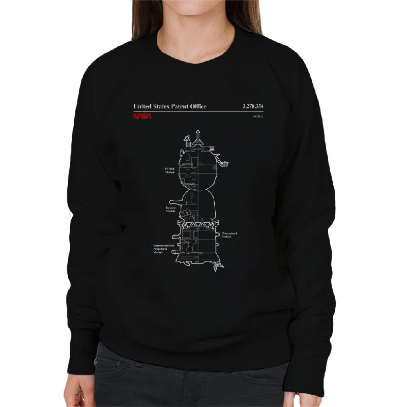 NASA Soyuz Spacecraft Blueprint Women's Sweatshirt Hoodie with Drawcord Adjustable Secure NASA Soyuz Spacecraft Blueprint Women's Sweatshirt Hoodie with Drawcord Adjustable Secure