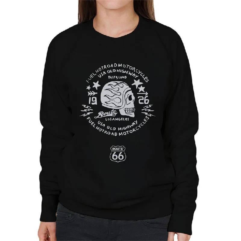Route 66 USA Old Highway Motorcycles Women's Sweatshirt Hoodie with Thumb Holes Functional Cozy Route 66 USA Old Highway Motorcycles Women's Sweatshirt Hoodie with Thumb Holes Functional Cozy