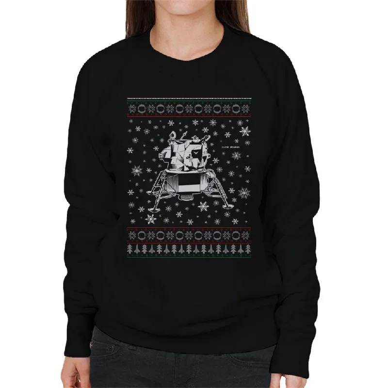 NASA Apollo Lunar Module Christmas Knit Pattern Women's Sweatshirt Hoodie with Button Classic Timeless NASA Apollo Lunar Module Christmas Knit Pattern Women's Sweatshirt Hoodie with Button Classic Timeless