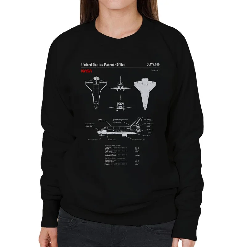 NASA Shuttle Dimensions And Weight Blueprint Women's Sweatshirt Hoodie with Hem Elastic Stretchable Comfortable NASA Shuttle Dimensions And Weight Blueprint Women's Sweatshirt Hoodie with Hem Elastic Stretchable Comfortable