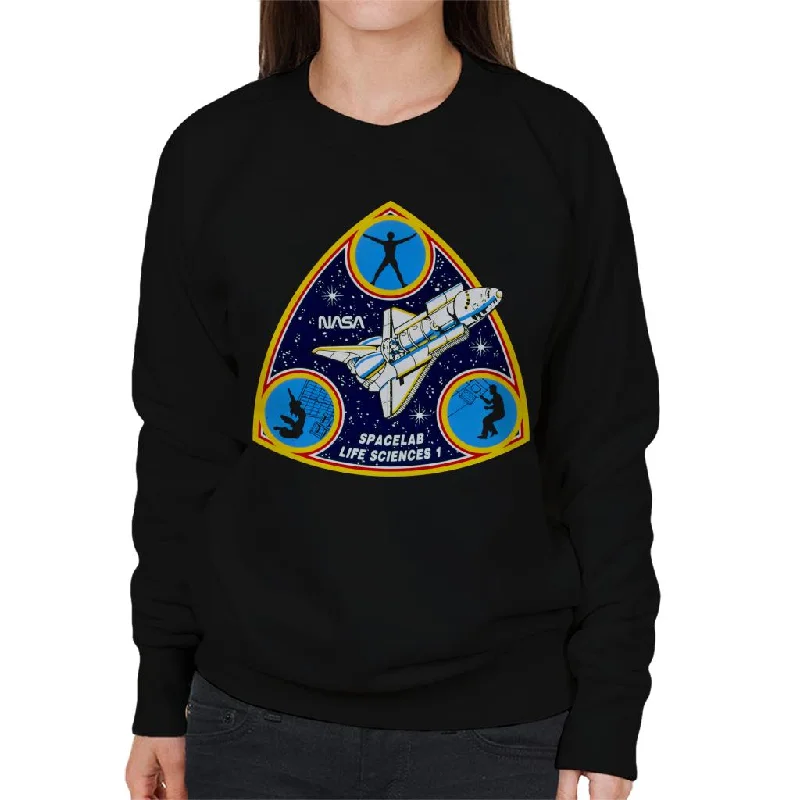 NASA Spacelab Life Sciences 1 Mission Badge Women's Sweatshirt Hoodie with Side Slits Relaxed Casual NASA Spacelab Life Sciences 1 Mission Badge Women's Sweatshirt Hoodie with Side Slits Relaxed Casual