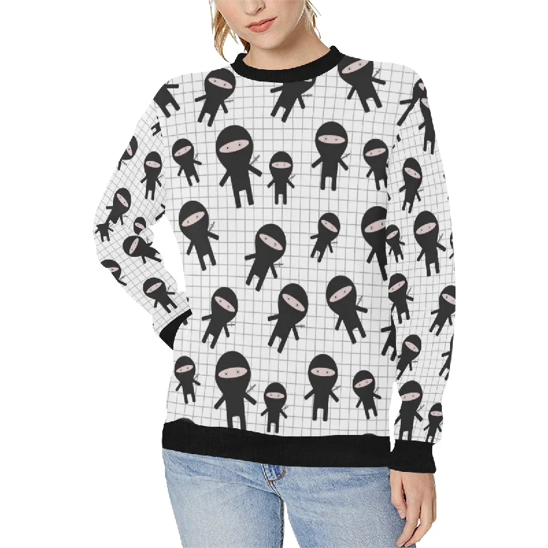 Ninja pattern plaid background Women's Crew Neck Sweatshirt Hoodie Sweatshirt Pullover Ninja pattern plaid background Women's Crew Neck Sweatshirt Hoodie Sweatshirt Pullover