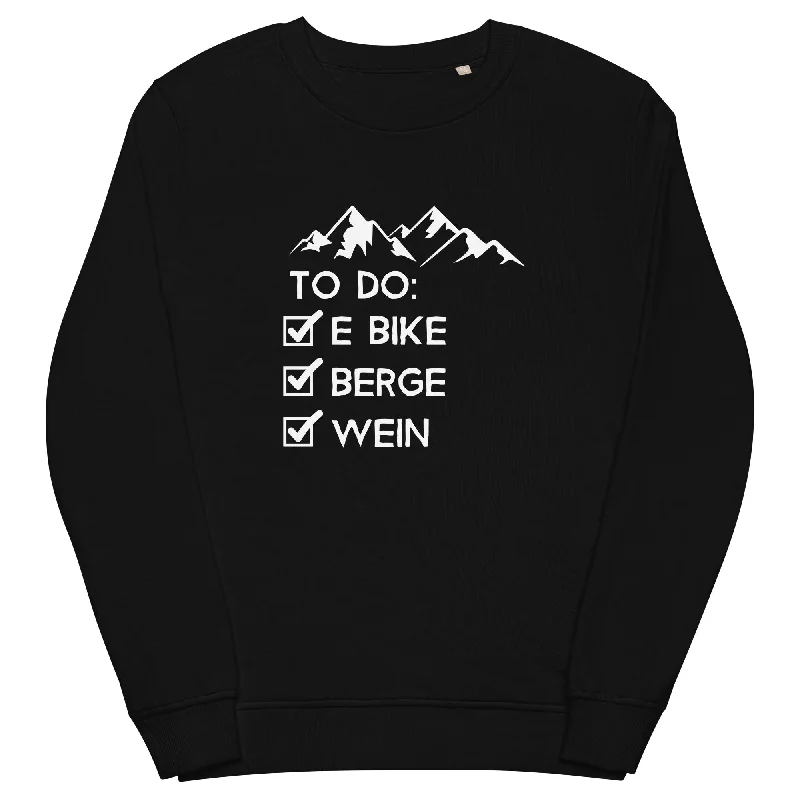 To Do Liste - E-Bike, Berge, Wein - Unisex Premium Organic Sweatshirt Hoodie with Stripes Bold Sporty To Do Liste - E-Bike, Berge, Wein - Unisex Premium Organic Sweatshirt Hoodie with Stripes Bold Sporty