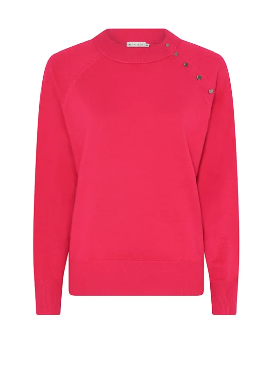 Micha Studded Basic Knit Jumper, Pink Fleece Sweater Nylon Polyester