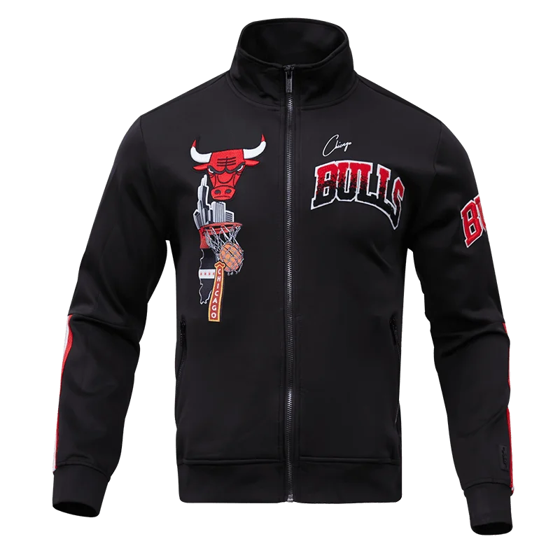 NBA CHICAGO BULLS HOMETOWN MEN'S TRACK JACKET (BLACK) Bomber Jacket Anorak Windbreaker NBA CHICAGO BULLS HOMETOWN MEN'S TRACK JACKET (BLACK) Bomber Jacket Anorak Windbreaker
