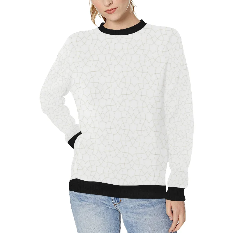 arabic white pattern Women's Crew Neck Sweatshirt Hoodie with Cropped Fit Short Trendy arabic white pattern Women's Crew Neck Sweatshirt Hoodie with Cropped Fit Short Trendy