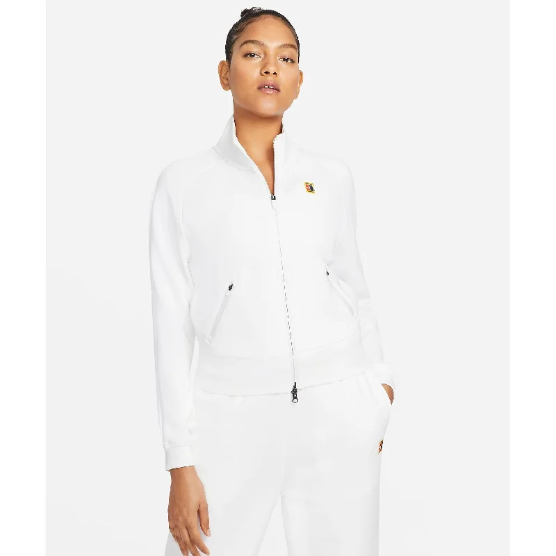 Nike Women's Dri-FIT Heritage Full Zip Jacket (White) Nylon Fabric Polyester Fabric Spandex Fabric Nike Women's Dri-FIT Heritage Full Zip Jacket (White) Nylon Fabric Polyester Fabric Spandex Fabric