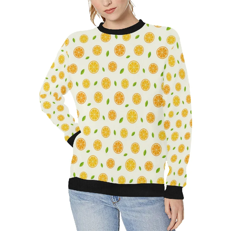 oranges leaves pattern Women's Crew Neck Sweatshirt Hoodie with Earth Tones Natural Calm oranges leaves pattern Women's Crew Neck Sweatshirt Hoodie with Earth Tones Natural Calm