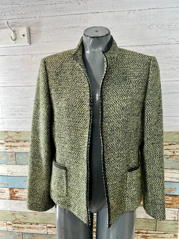 90’s Green Tweet Open Jacket By TaHary Belted Jacket Elasticated Jacket Padded Jacket
