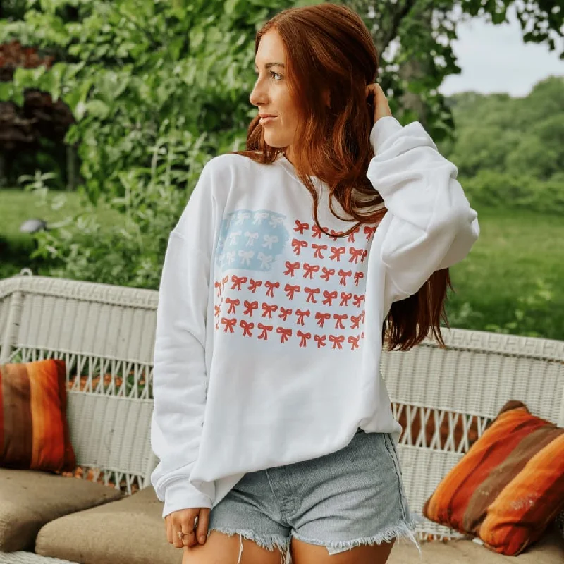 American Flag Bows Sweatshirt Hoodie Jacket Zipper Layering