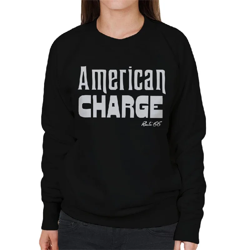 Route 66 American Charge Women's Sweatshirt Hoodie with Monochrome Minimalist Simple Route 66 American Charge Women's Sweatshirt Hoodie with Monochrome Minimalist Simple
