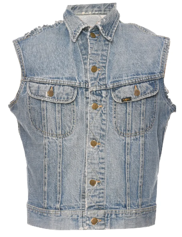 Lee Denim Jacket Vest - M Ribbed Jacket Pleated Jacket Ruffled Jacket