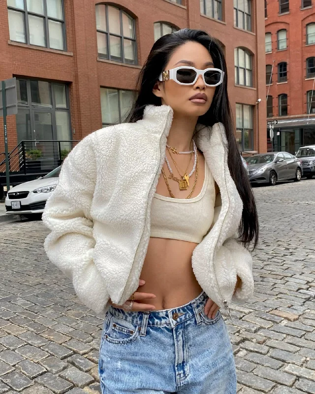 XXIII Women's Leah Sherpa Crop Jacket Beige Quilted Jacket Puffer Jacket Insulated Jacket XXIII Women's Leah Sherpa Crop Jacket Beige Quilted Jacket Puffer Jacket Insulated Jacket