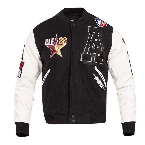 NBA HBCU ALL STAR EAST/WEST LOGO MEN'S VARSITY JACKET (BLACK/WHITE) Satin Fabric Silk Fabric Chiffon Fabric NBA HBCU ALL STAR EAST/WEST LOGO MEN'S VARSITY JACKET (BLACK/WHITE) Satin Fabric Silk Fabric Chiffon Fabric