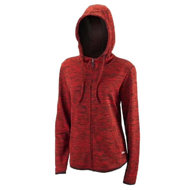 Wilson Women's Training Hooded Jacket (Red/Black) A-Line Jacket Boat Neck Shawl Collar Wilson Women's Training Hooded Jacket (Red/Black) A-Line Jacket Boat Neck Shawl Collar