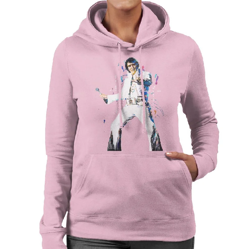 Sidney Maurer Original Portrait Of Elvis Presley Women's Hooded Sweatshirt Hoodie with Longline Fit Extended Stylish Sidney Maurer Original Portrait Of Elvis Presley Women's Hooded Sweatshirt Hoodie with Longline Fit Extended Stylish