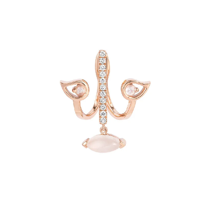 PREMIERE Florentina 18K Rosegold Ear Jacket w. Moonstone, Diamond & Chalcedony Rayon Jacket Velvet Jacket Corduroy Jacket