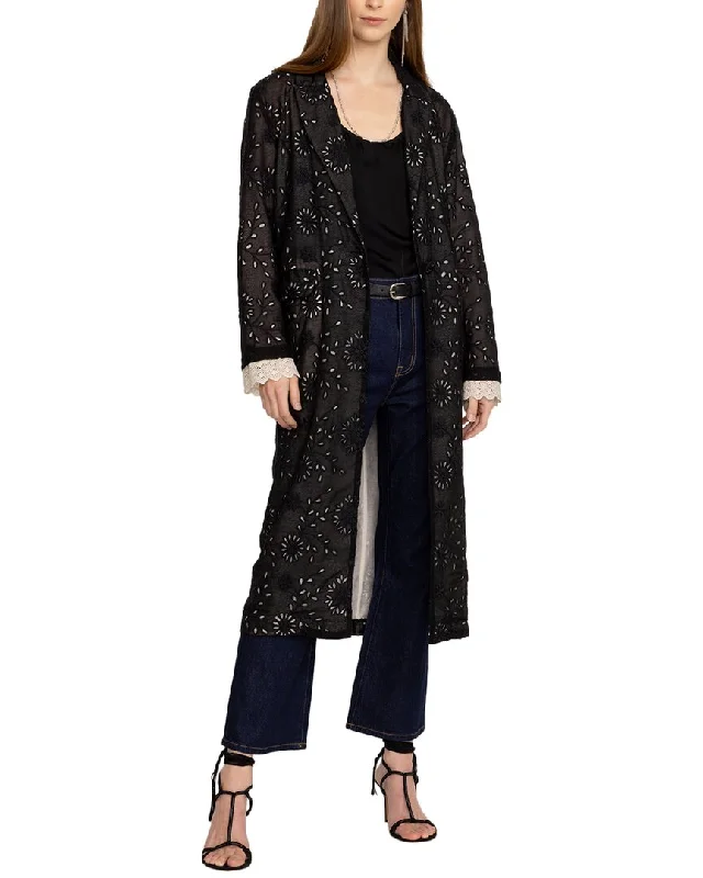Johnny Was Skygazer Silk-Blend Coat Buttoned Zippered Snapped