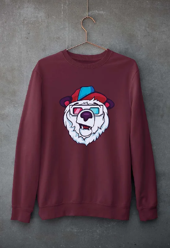 Bear Unisex Sweatshirt for Men/Women Hoodie with Hem Applique Textured Unique