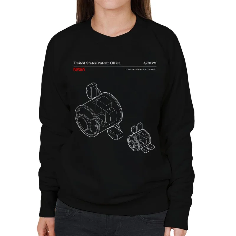 NASA Placement Of 4 Racks Node 1 Blueprint Women's Sweatshirt Hoodie with Distressed Vintage Worn NASA Placement Of 4 Racks Node 1 Blueprint Women's Sweatshirt Hoodie with Distressed Vintage Worn