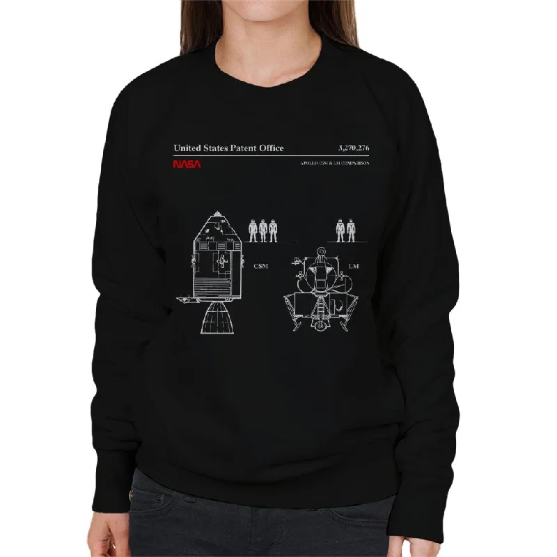 NASA Apollo CSM And LM Blueprint Women's Sweatshirt Hoodie with Button Placket Classic Preppy NASA Apollo CSM And LM Blueprint Women's Sweatshirt Hoodie with Button Placket Classic Preppy