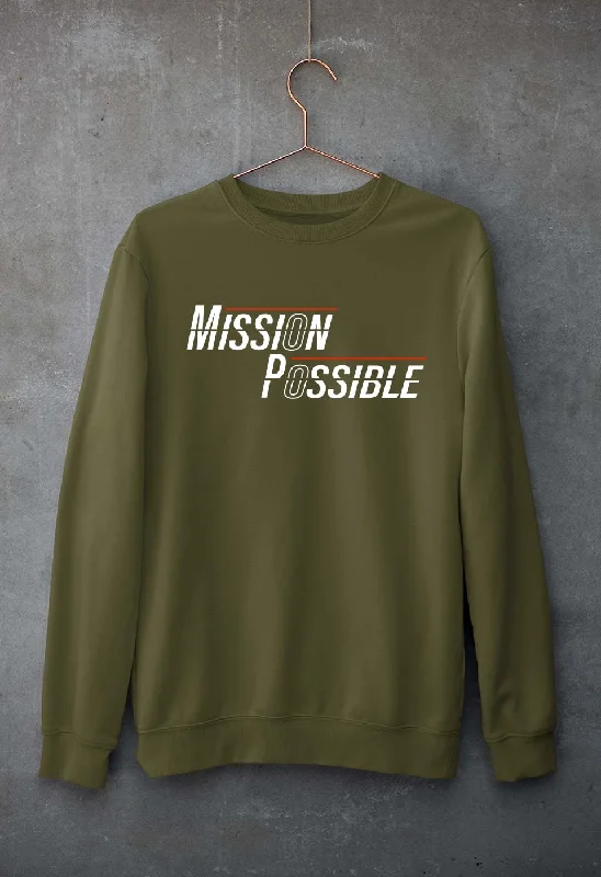 Mission Possible Unisex Sweatshirt for Men/Women Hoodie with Elastic Cuffs Stretchable Comfortable Mission Possible Unisex Sweatshirt for Men/Women Hoodie with Elastic Cuffs Stretchable Comfortable