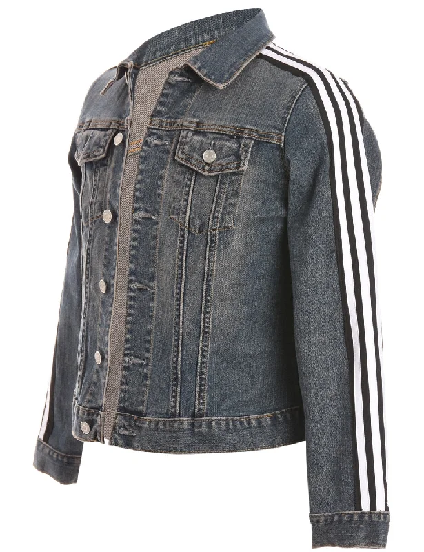 Label Three Stripe Sleeve Denim Jacket Rayon Fabric Velvet Fabric Corduroy Fabric