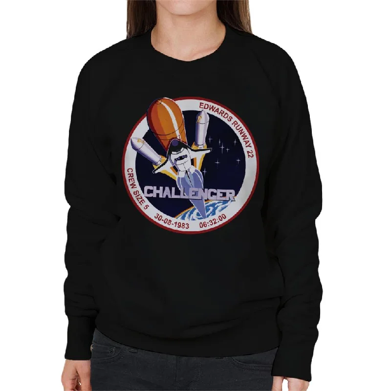 NASA STS 8 Challenger Mission Badge Women's Sweatshirt Hoodie with Fur Luxurious Winter NASA STS 8 Challenger Mission Badge Women's Sweatshirt Hoodie with Fur Luxurious Winter