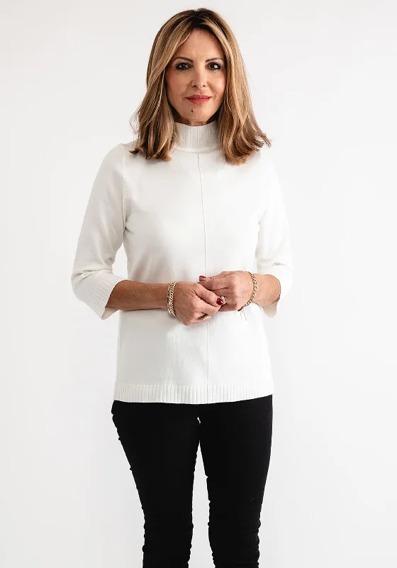 Anonymous High Neck Cropped Sleeve Jumper, Ivory Machine Wash Dry Clean Hand Wash