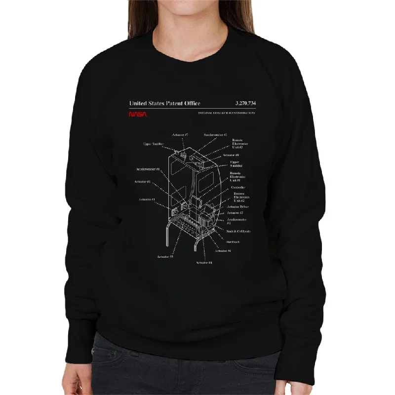 NASA Internal Research Accommodations Blueprint Women's Sweatshirt Hoodie with Turtle Neck Cozy Winter NASA Internal Research Accommodations Blueprint Women's Sweatshirt Hoodie with Turtle Neck Cozy Winter
