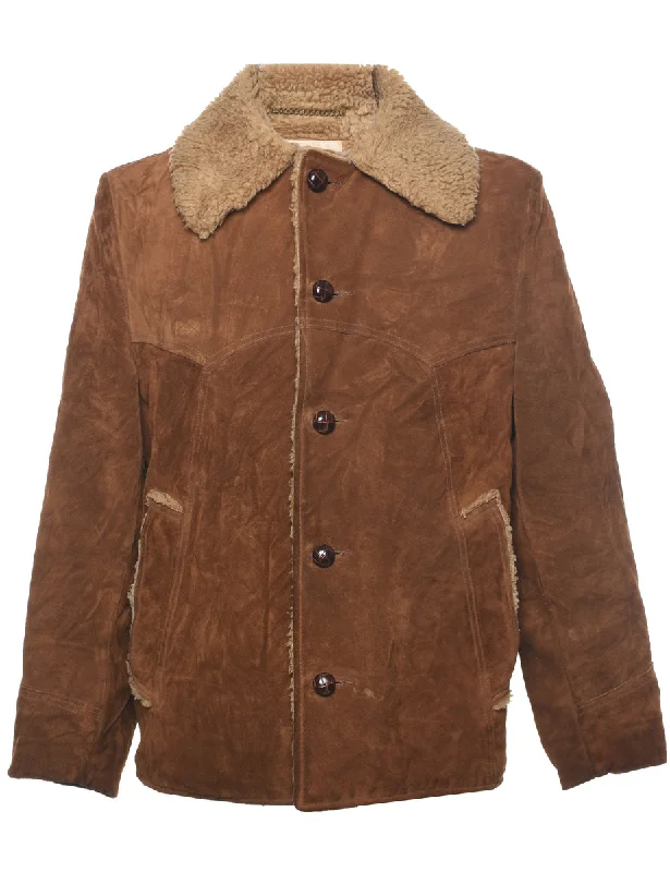 Lake Land Shearling Suede Jacket - M Front Pockets Side Pockets Patch Pockets