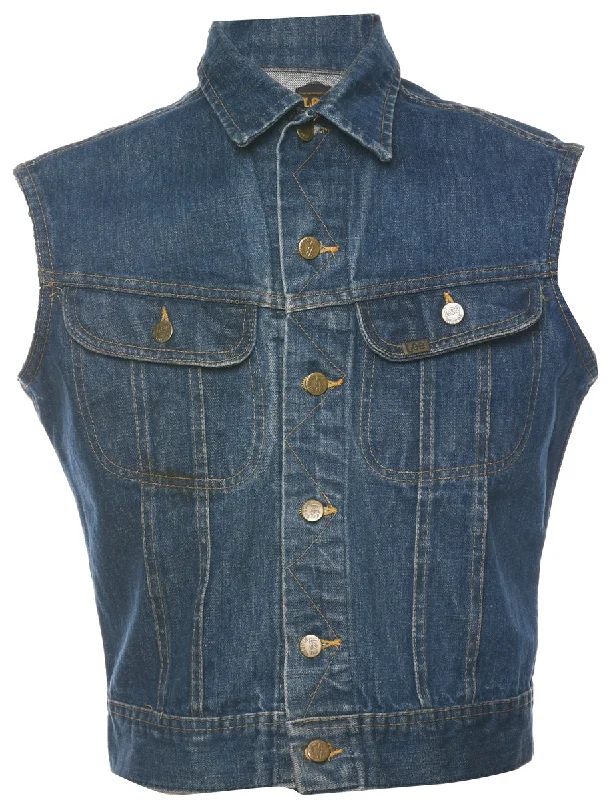 Lee Denim Jacket Vest - M Tiered Jacket Buttoned Jacket Zippered Jacket