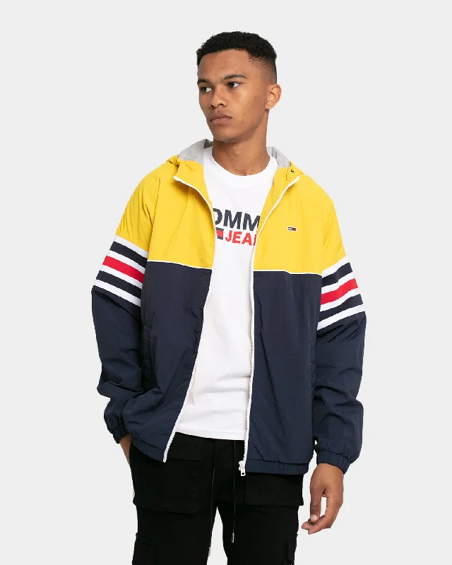 Tommy Jeans Colour Blocked Zip-Thru Jacket Twilight Navy/Yellow Nylon Jacket Polyester Jacket Spandex Jacket