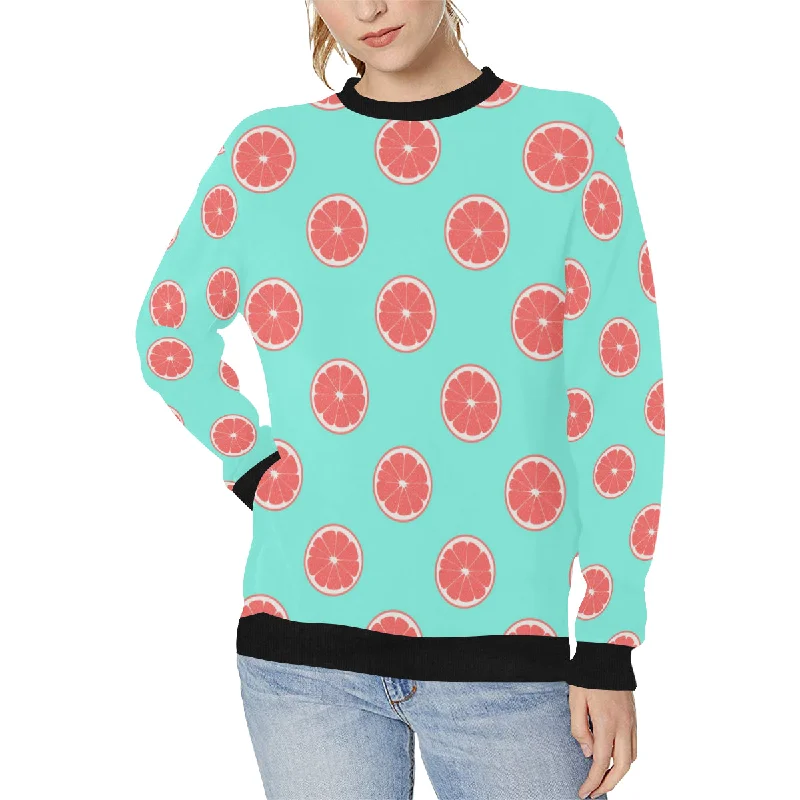 Grapefruit green background Women's Crew Neck Sweatshirt Hoodie with Hem Detail Decorative Unique Grapefruit green background Women's Crew Neck Sweatshirt Hoodie with Hem Detail Decorative Unique