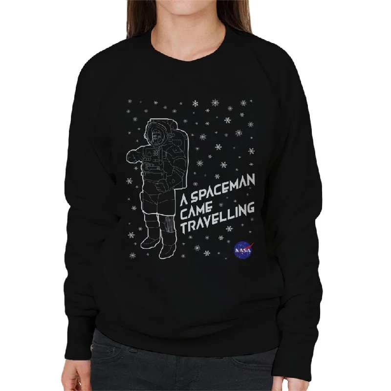 NASA Christmas A Spaceman Came Travelling Women's Sweatshirt Hoodie with Ribbed Cuffs Snug Fit Comfort NASA Christmas A Spaceman Came Travelling Women's Sweatshirt Hoodie with Ribbed Cuffs Snug Fit Comfort