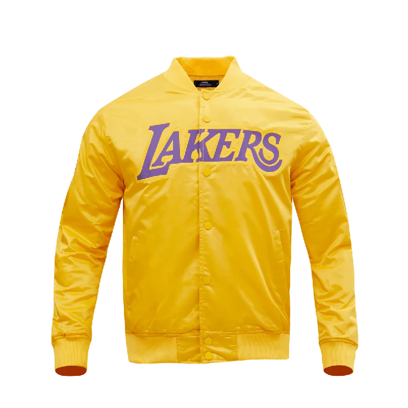 NBA LOS ANGELES LAKERS WORDMARK MEN'S SATIN JACKET (YELLOW) Wool Fabric Cashmere Fabric Tweed Fabric NBA LOS ANGELES LAKERS WORDMARK MEN'S SATIN JACKET (YELLOW) Wool Fabric Cashmere Fabric Tweed Fabric