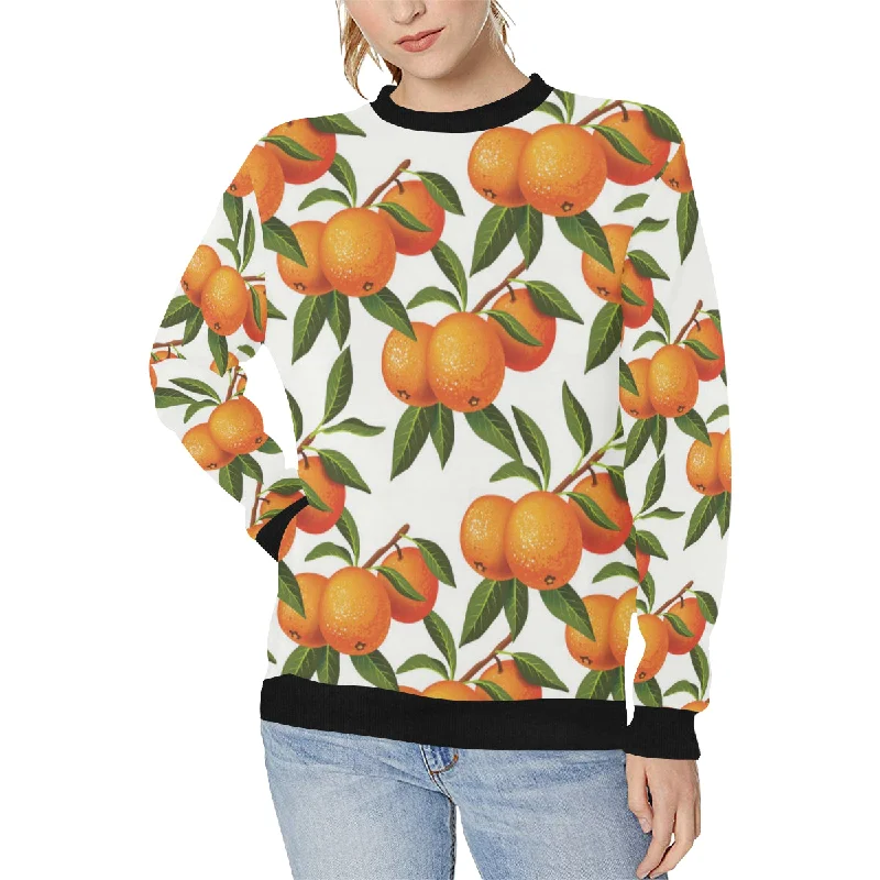Oranges pattern background Women's Crew Neck Sweatshirt Hoodie with Turtle Neck Cozy Winter Oranges pattern background Women's Crew Neck Sweatshirt Hoodie with Turtle Neck Cozy Winter