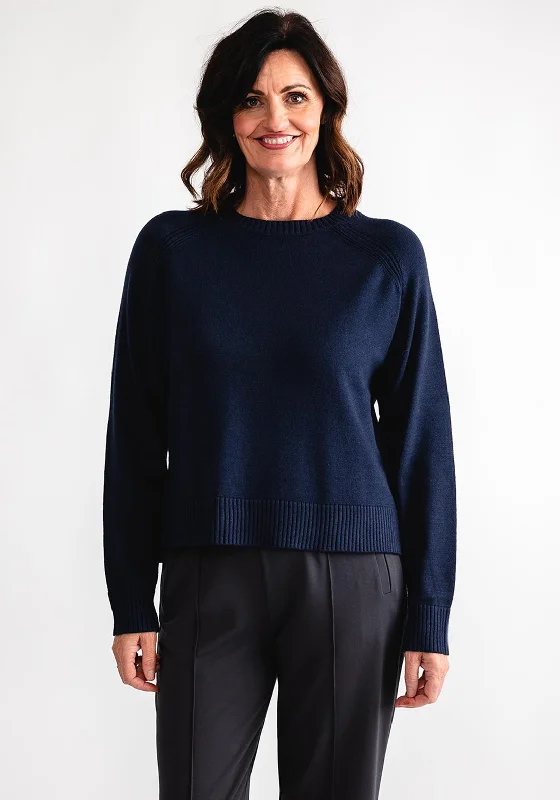 b.young Ribbed Trim Sweater, Navy Neon Metallic Matte