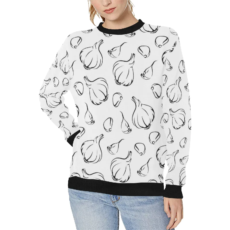 Garlic pattern black white Women's Crew Neck Sweatshirt Hoodie with Pattern Geometric Abstract Garlic pattern black white Women's Crew Neck Sweatshirt Hoodie with Pattern Geometric Abstract