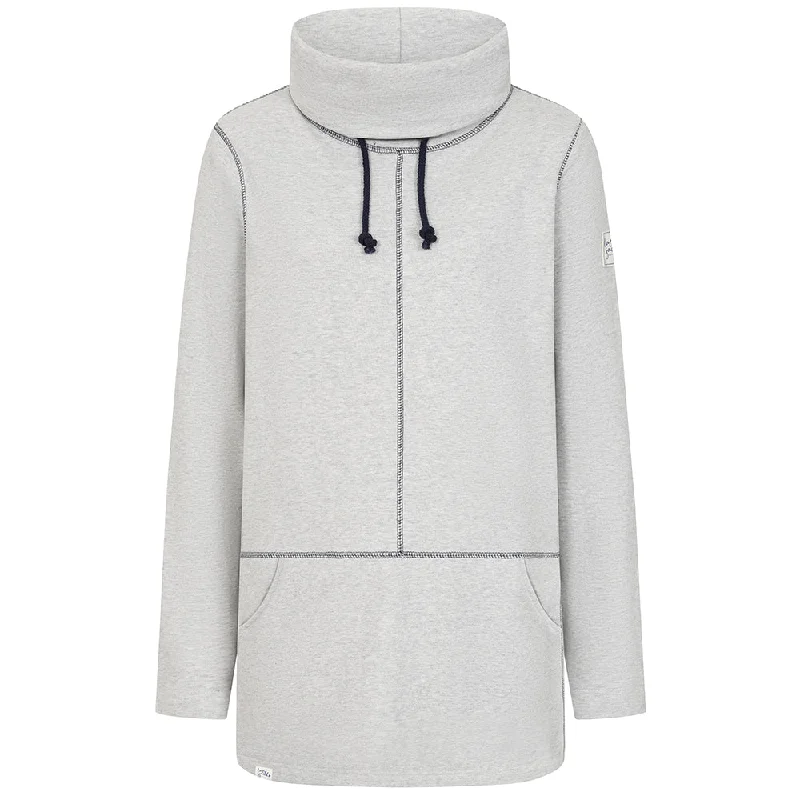 LJ99 - Ladies Plain Roll Neck Sweatshirt - Grey Marle Hoodie with Mesh Breathable Sporty