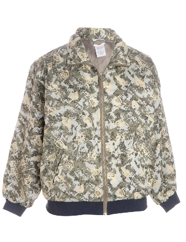 Label Patterned Bomber Jacket Knit Fabric Woven Fabric Fleece Fabric