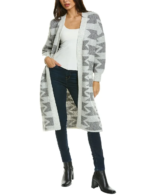 Raffi Jacquard Cozy Wool-Blend Coat Elasticated Drawstring Belted