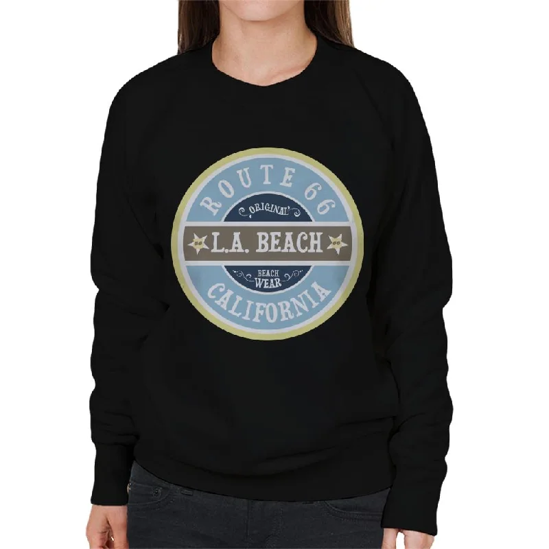 Route 66 Original Beach Wear Women's Sweatshirt Zip Hoodie Drawstring Kangaroo Pocket