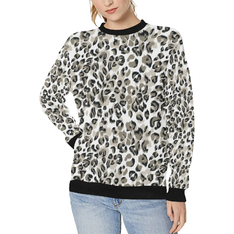 Leopard skin print pattern Women's Crew Neck Sweatshirt Hoodie with Tied Waist Feminine Flattering Leopard skin print pattern Women's Crew Neck Sweatshirt Hoodie with Tied Waist Feminine Flattering