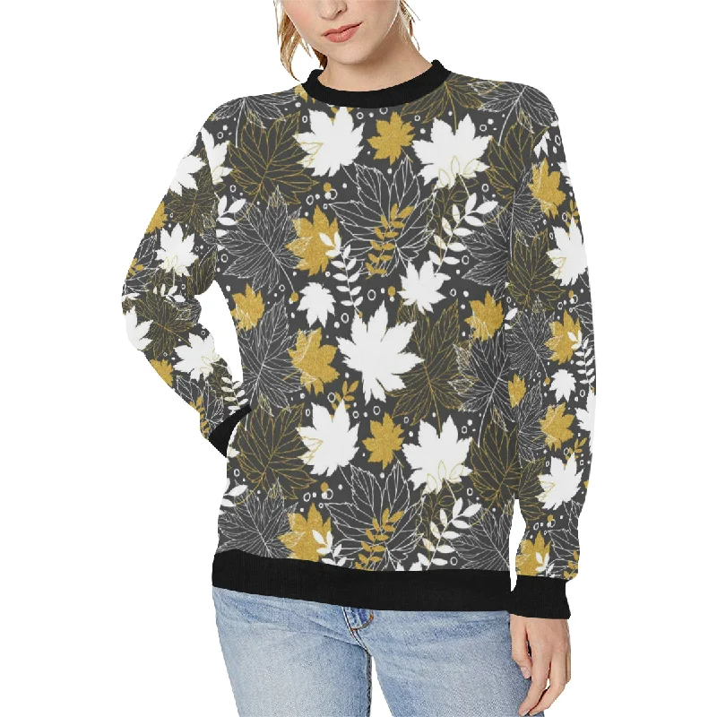 Beautiful gold autumn maple leaf pattern Women's Crew Neck Sweatshirt Hoodie with Earth Tones Natural Calm Beautiful gold autumn maple leaf pattern Women's Crew Neck Sweatshirt Hoodie with Earth Tones Natural Calm