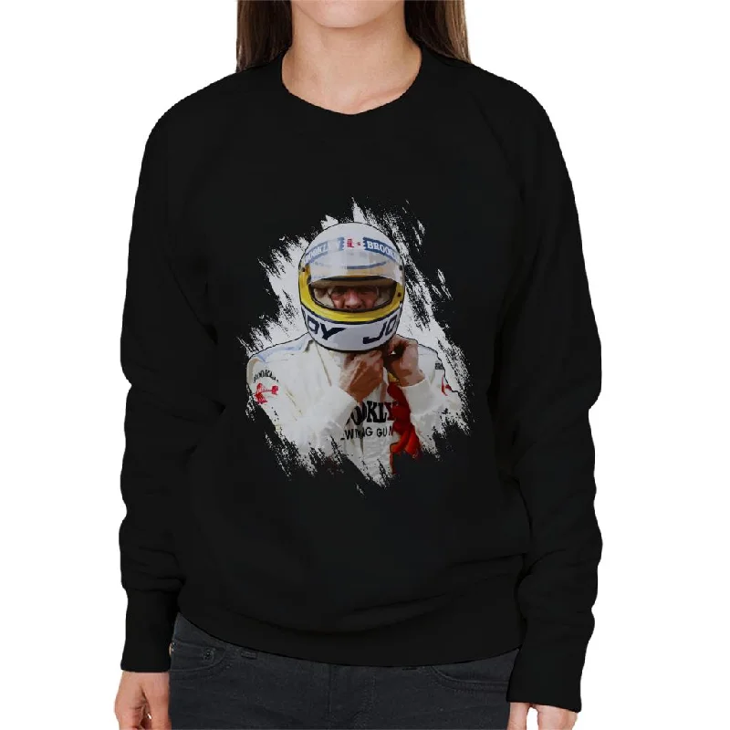 Motorsport Images Jody Scheckter Italian GP Helmet Women's Sweatshirt Hoodie with Hem Embroidery Detailed Premium Motorsport Images Jody Scheckter Italian GP Helmet Women's Sweatshirt Hoodie with Hem Embroidery Detailed Premium