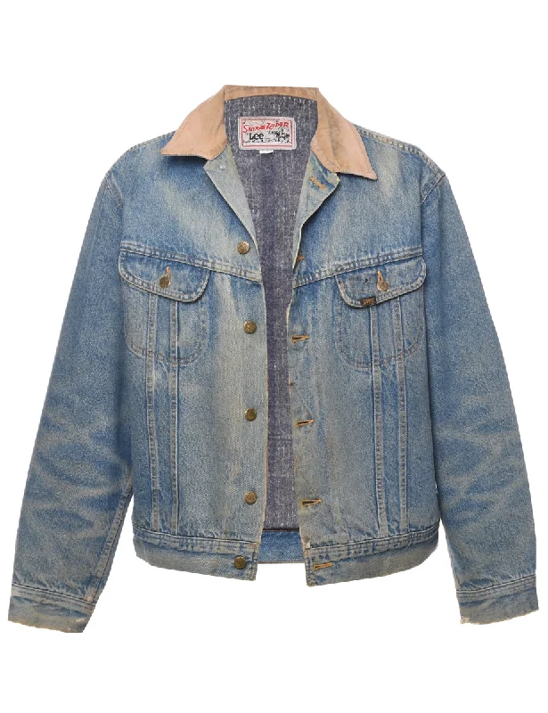 Lee Storm Rider Denim Jacket - L A-Line Jacket Boat Neck Shawl Collar
