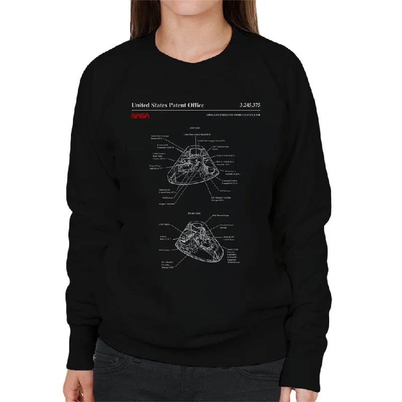 NASA Apollo Command Module Interior Blueprint Women's Sweatshirt Hoodie with Reflective Safety Nightwear NASA Apollo Command Module Interior Blueprint Women's Sweatshirt Hoodie with Reflective Safety Nightwear